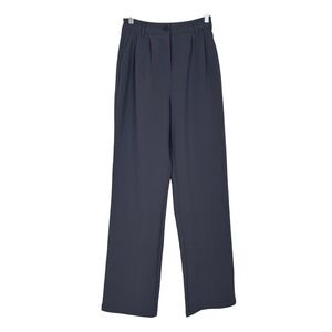 Fashion Nova The Perfect Trouser XS Charcoal Grey Pleated Wide Leg Academia